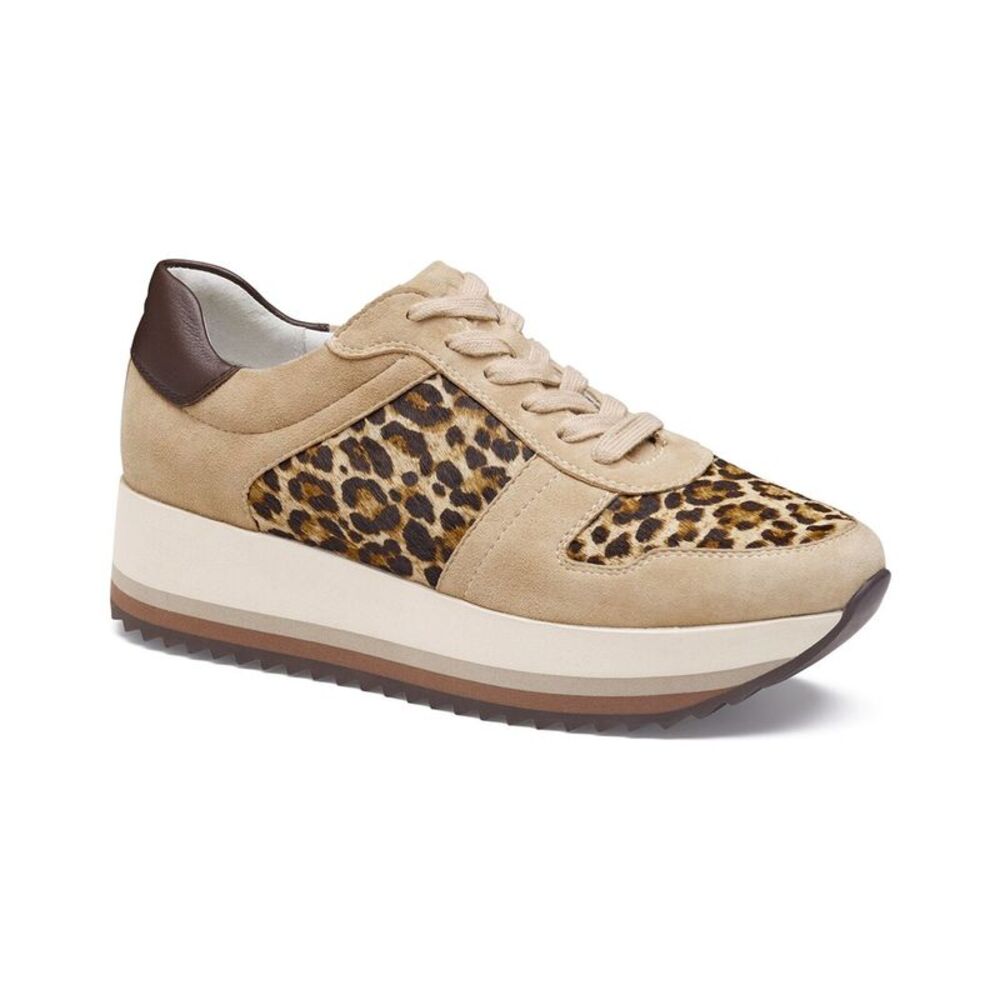 Johnston & Murphy Gracie Suede & Haircalf Sneaker, Sand